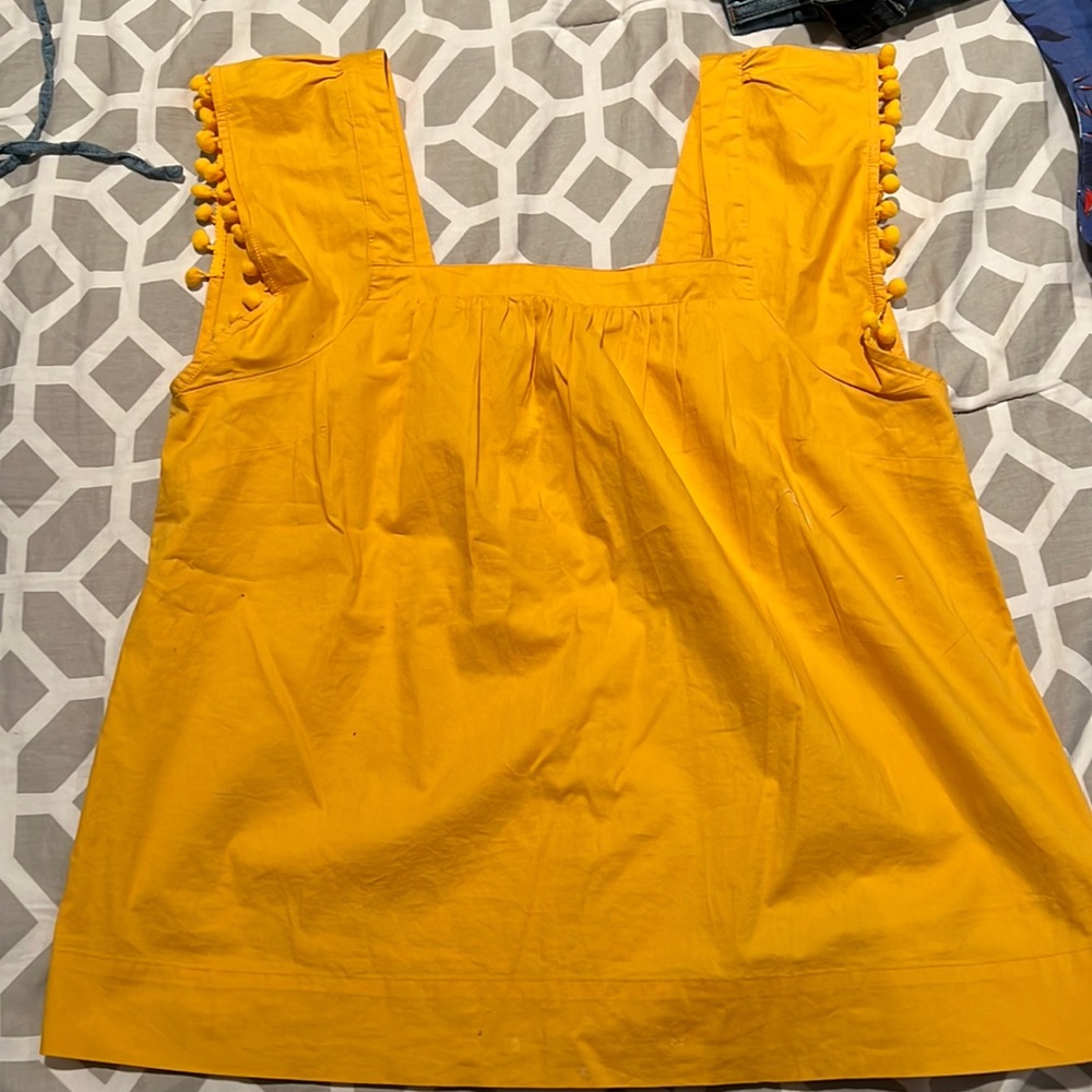 NWOT J.Crew Pompom Square Neck Top